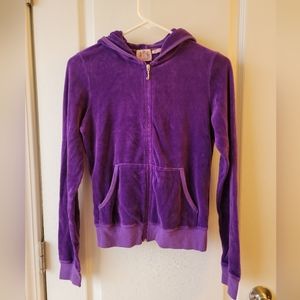 Juicy Couture Classic Velour Long Sleeve Zip Hoodie Purple Size Medium